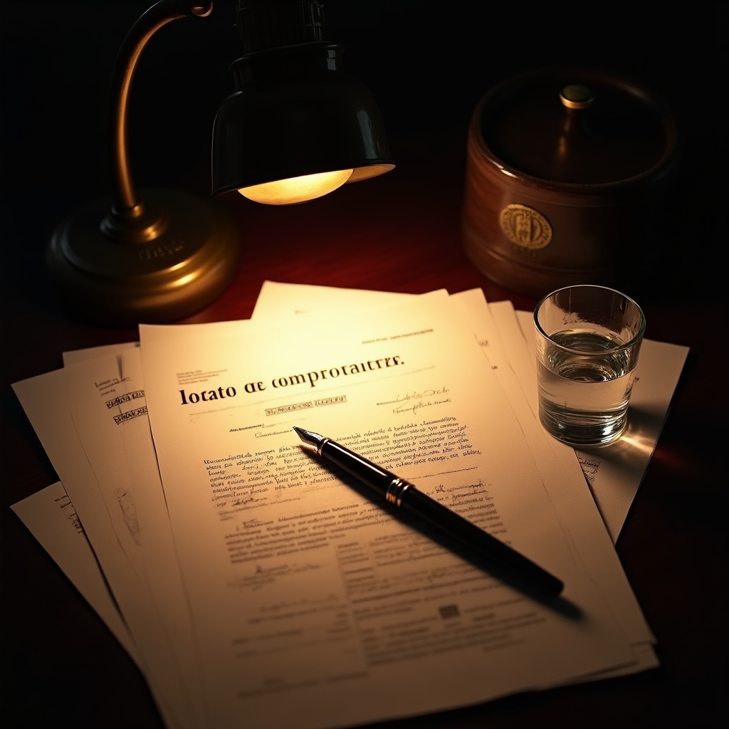 Notary documents and property deeds on a professional desk